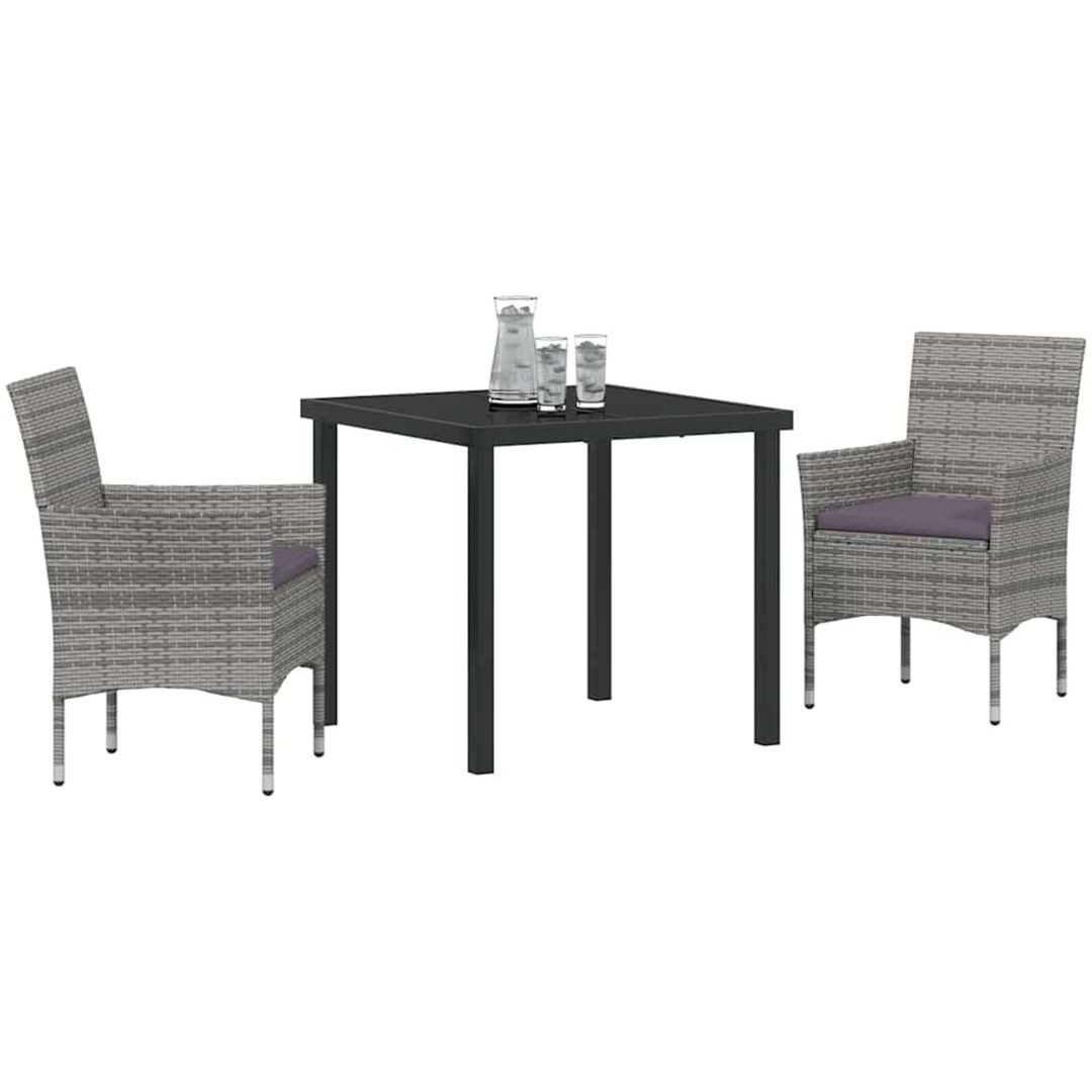 3-delat Utemöbelset i grårandig poly rattan vidaXL 80 x 80 x 73 cm – bild 3