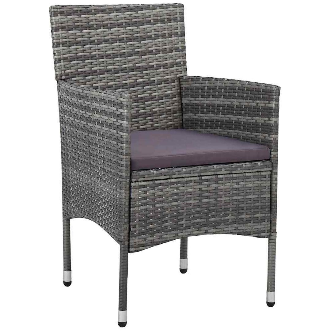 3-delat Utemöbelset i grårandig poly rattan vidaXL 80 x 80 x 73 cm – bild 5