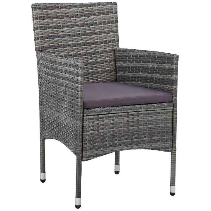 3-delat Utemöbelset i grårandig poly rattan vidaXL 80 x 80 x 73 cm – bild 5