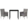 3-delat Utemöbelset i grårandig poly rattan vidaXL 80 x 80 x 73 cm – miniatyr 6