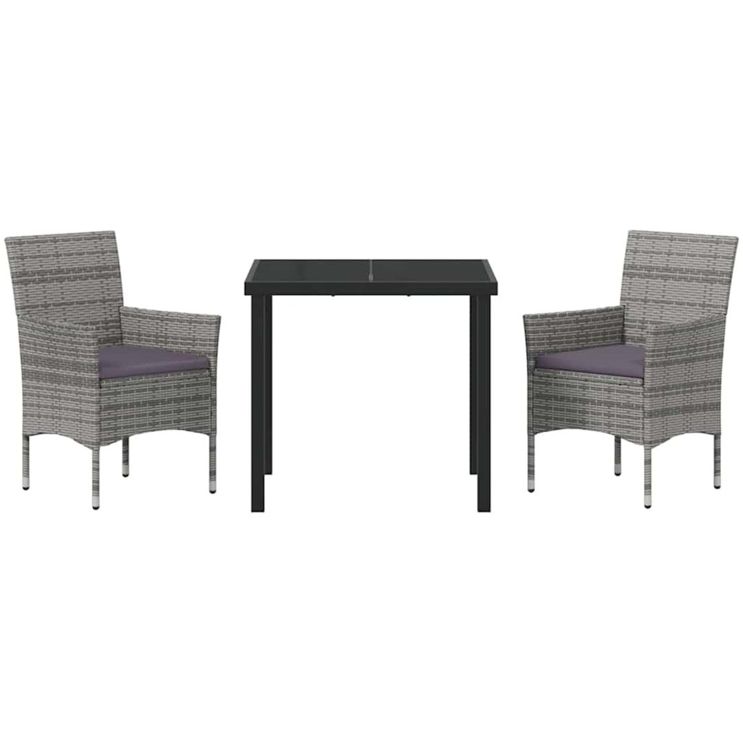 3-delat Utemöbelset i grårandig poly rattan vidaXL 80 x 80 x 73 cm – bild 6