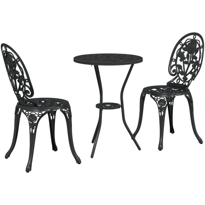 3-delat utemöbelset i svart gjutjärn vidaXL 42 x 41 x 85 cm, 53 x 53 x 70,5 cm – bild 2