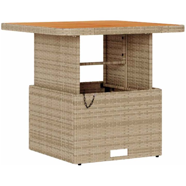 3-delat utemöbelset med kuddar Beige Poly Rattan Akacia vidaXL 80 cm – bild 5