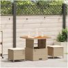 3-delat utemöbelset med kuddar Beige Poly Rattan Akacia vidaXL 80 cm – miniatyr 1