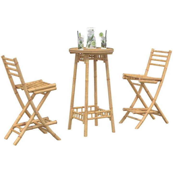 3-delat utomhusbarset hopfällbar bambu vidaXL – bild 4