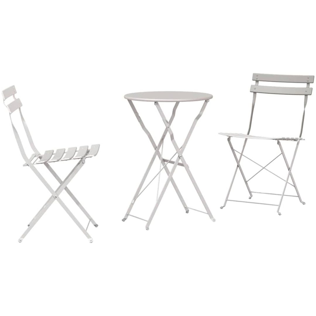 3-delat Vikbart Bistro Set i Beige Stål vidaXL Compact – bild 2