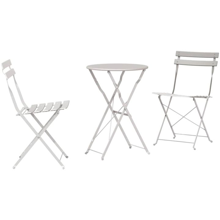 3-delat Vikbart Bistro Set i Beige Stål vidaXL Compact – bild 2