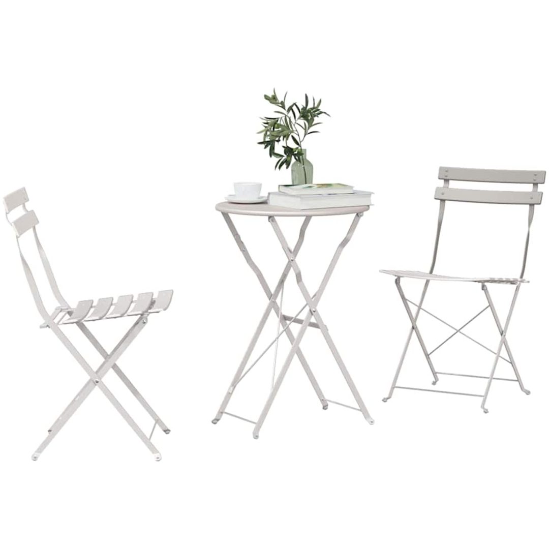 3-delat Vikbart Bistro Set i Beige Stål vidaXL Compact – bild 3