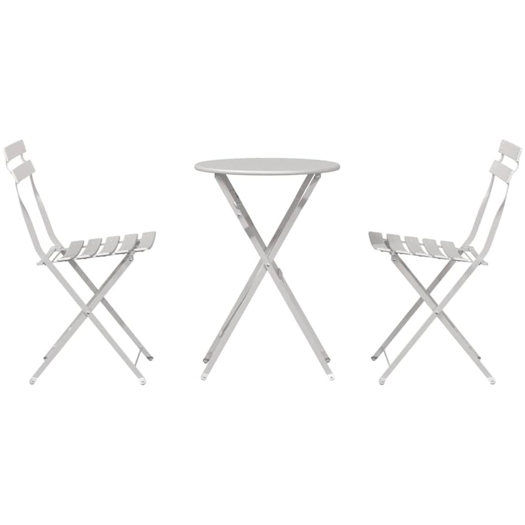 3-delat Vikbart Bistro Set i Beige Stål vidaXL Compact – bild 7