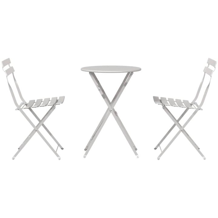 3-delat Vikbart Bistro Set i Beige Stål vidaXL Compact – bild 7
