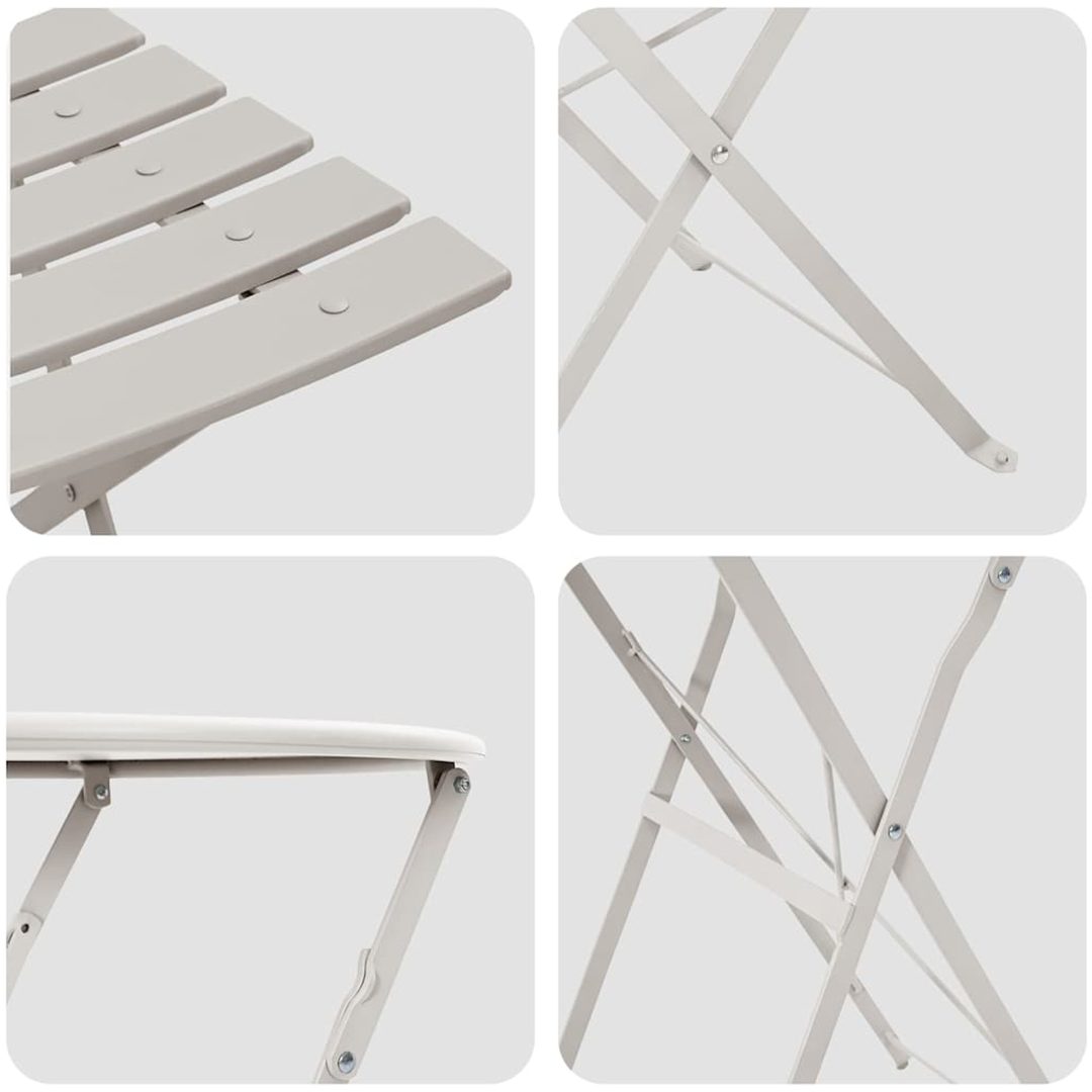 3-delat Vikbart Bistro Set i Beige Stål vidaXL Compact – bild 8