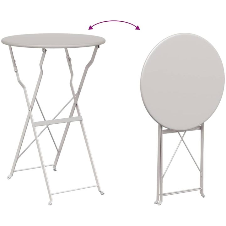 3-delat Vikbart Bistro Set i Beige Stål vidaXL Compact – bild 10