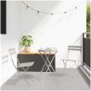3-delat Vikbart Bistro Set i Beige Stål vidaXL Compact – miniatyr 1