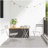 3-delat Vikbart Bistro Set i Beige Stål vidaXL