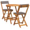 3-delat Vikbart Bistro Set med Kuddar Solid Akacia vidaXL Compact – miniatyr 2