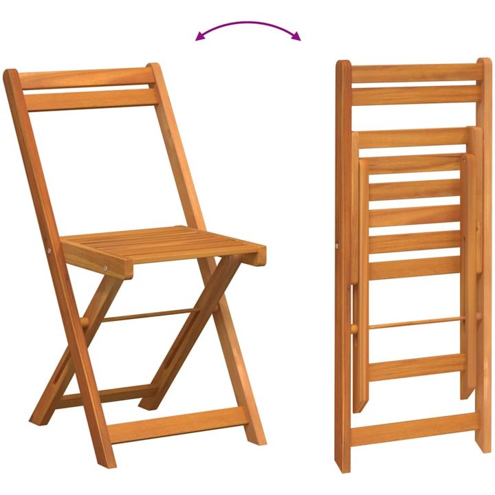 3-delat Vikbart Bistro Set med Kuddar Solid Akacia vidaXL Compact – bild 11