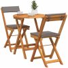 3-delat Vikbart Bistro Set med Kuddar Solid Akacia vidaXL Compact – miniatyr 3