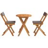 3-delat Vikbart Bistro Set med Kuddar Solid Akacia vidaXL Compact – miniatyr 7