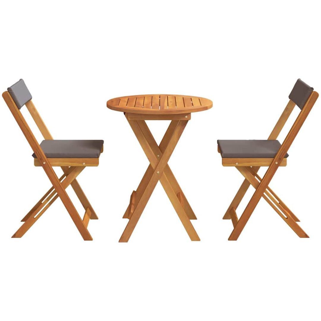 3-delat Vikbart Bistro Set med Kuddar Solid Akacia vidaXL Compact – bild 7