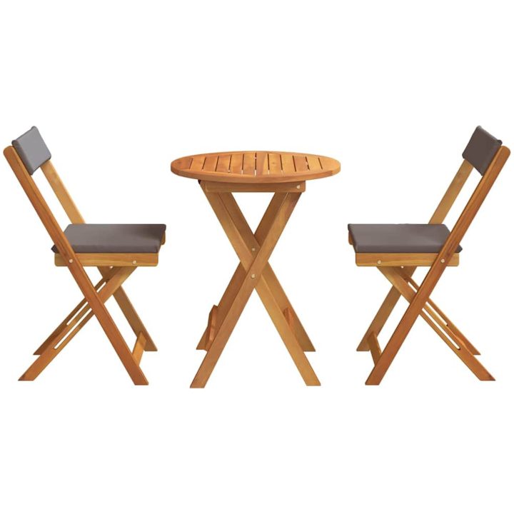 3-delat Vikbart Bistro Set med Kuddar Solid Akacia vidaXL Compact – bild 7