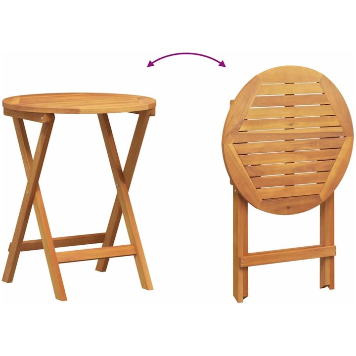 3-delat Vikbart Bistro Set med Kuddar Solid Akacia vidaXL Compact – bild 10