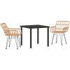 3-dels Trädgårds Matset i Brun Poly Rattan vidaXL 80 x 80 x 73 cm – miniatyr 2