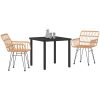 3-dels Trädgårds Matset i Brun Poly Rattan vidaXL 80 x 80 x 73 cm – miniatyr 3