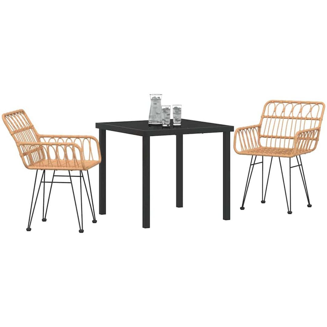 3-dels Trädgårds Matset i Brun Poly Rattan vidaXL 80 x 80 x 73 cm – bild 3