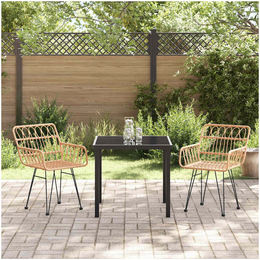 3-dels Trädgårds Matset i Brun Poly Rattan vidaXL 80 x 80 x 73 cm – bild 4