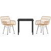 3-dels Trädgårds Matset i Brun Poly Rattan vidaXL 80 x 80 x 73 cm – miniatyr 7
