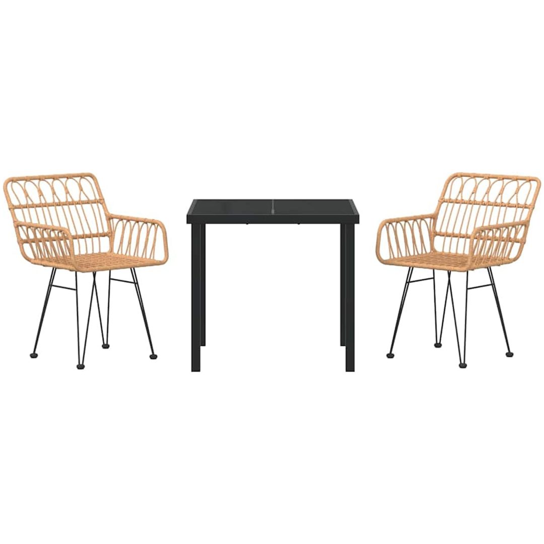 3-dels Trädgårds Matset i Brun Poly Rattan vidaXL 80 x 80 x 73 cm – bild 7