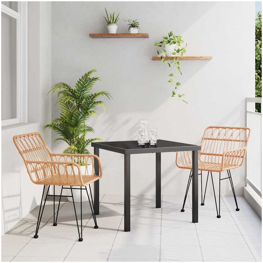 3-dels Trädgårds Matset i Brun Poly Rattan vidaXL 80 x 80 x 73 cm