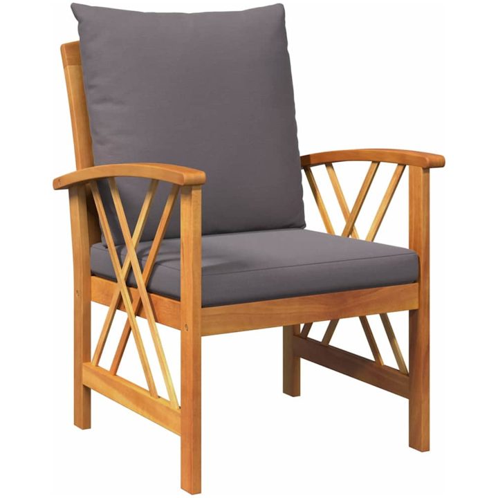 3-dels trädgårdsloungeset med kuddar i massivt akaciaträ vidaXL Bord, 45 x 45 x 50 cm, stol, 59 x 67 x 83 cm – bild 7