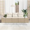 3-dels trädgårdsoffaset med kuddar beige poly rattan vidaXL 239 x 62 x 85 cm – miniatyr 3