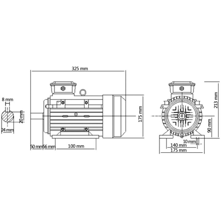 3-fas elektrisk motor aluminium 1,5kW/2HK 2-polig 2840 RPM vidaXL – bild 8