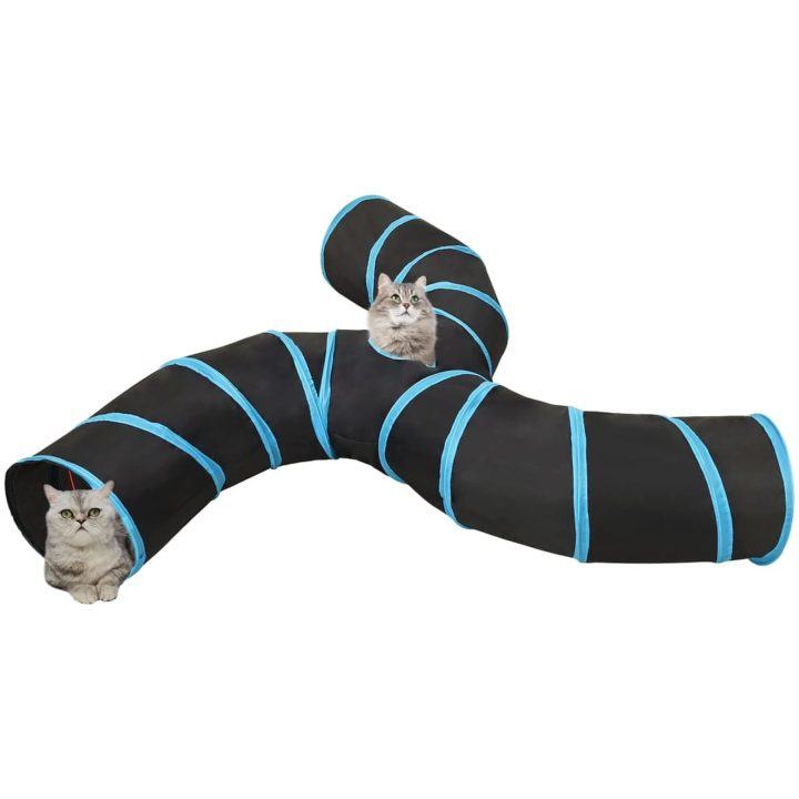3-vägs kattunnel svart och blå 25 cm polyester vidaXL – bild 2