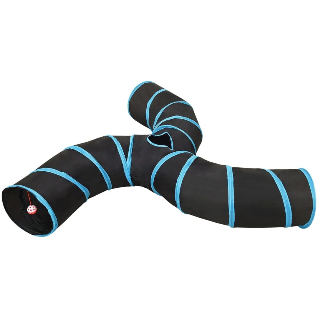 3-vägs kattunnel svart och blå 25 cm polyester vidaXL – bild 3