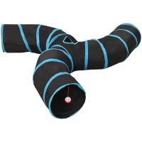 3-vägs kattunnel svart och blå 25 cm polyester vidaXL