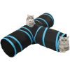 3-vägs kattunnel svart och blå 90 cm polyester vidaXL – miniatyr 2