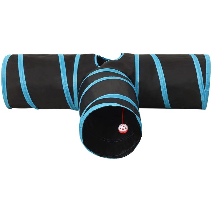 3-vägs kattunnel svart och blå 90 cm polyester vidaXL – bild 3