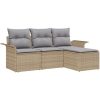 4-Dela Trädgårdsoffasats med kuddar Beige Poly Rattan vidaXL 55 x 55 x 37 cm – miniatyr 2