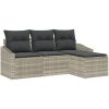 4-Dela Trädgårdsoffor Set med Kuddar i Ljusgrå Poly Rattan vidaXL 178 x 117 x 85 cm – miniatyr 2