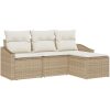 4-Dela Trädgårdsoffset med Kuddar - Beige Poly Rattan vidaXL 178 x 117 x 85 cm – miniatyr 2