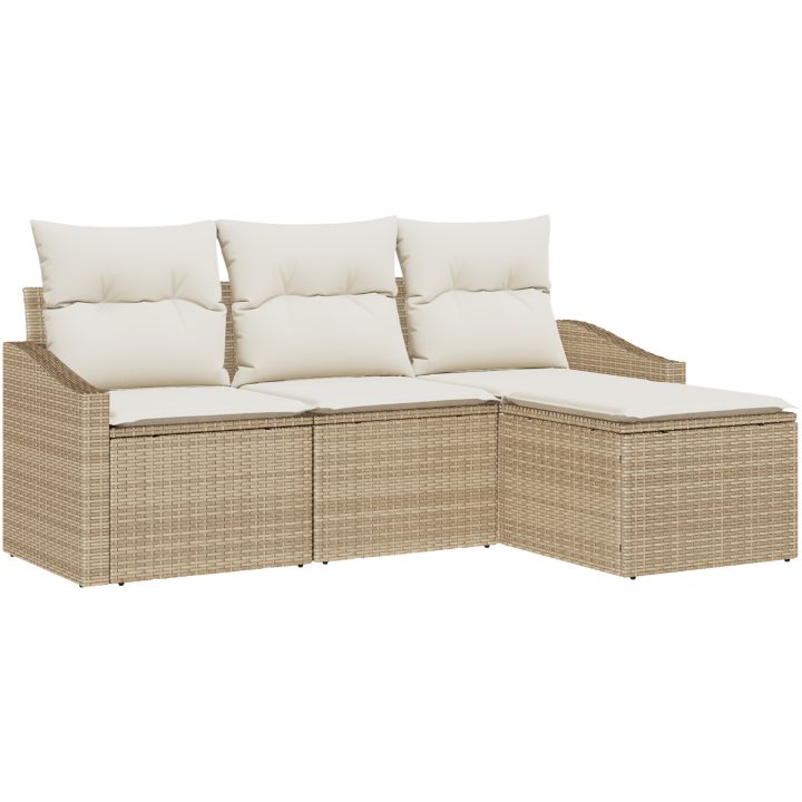 4-Dela Trädgårdsoffset med Kuddar - Beige Poly Rattan vidaXL 178 x 117 x 85 cm – bild 2