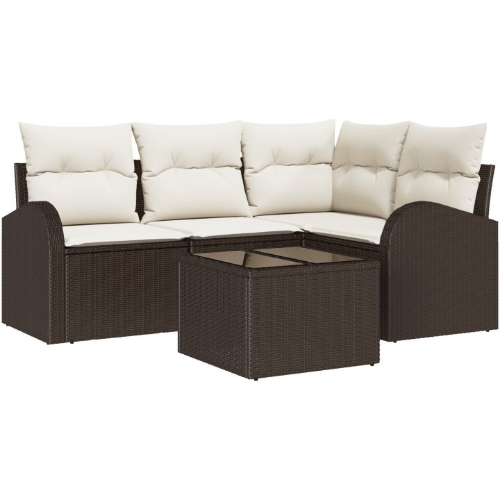 4 Dela Trädgårdsoffset med Kuddar Grå Poly Rattan vidaXL 55 x 55 x 37 cm – bild 2