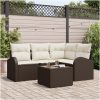 4 Dela Trädgårdsoffset med Kuddar Grå Poly Rattan vidaXL 55 x 55 x 37 cm – miniatyr 1
