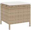 4-delad trädgårds matsalsset med kuddar beige polyrotting akacia vidaXL 110 cm – miniatyr 6