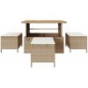 4-delad trädgårds matsalsset med kuddar beige polyrotting akacia vidaXL 110 cm – miniatyr 7