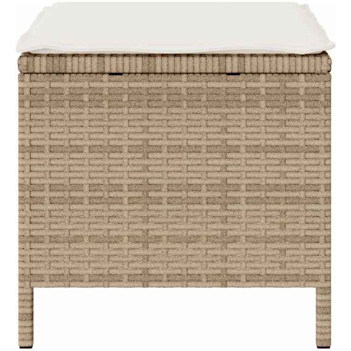 4-delad trädgårds matsalsset med kuddar beige polyrotting akacia vidaXL 110 cm – bild 8