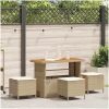 4-delad trädgårds matsalsset med kuddar beige polyrotting akacia vidaXL 110 cm – miniatyr 1